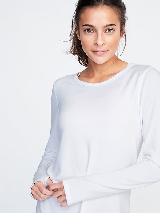 Image number 4 showing, Relaxed Cutout-Back French Terry Top for Women