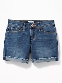 Rolled Fray-Hem Jean Shorts For Girls