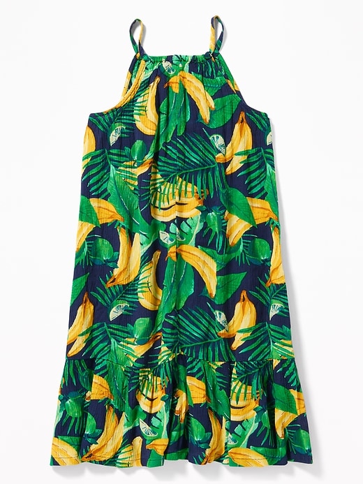 View large product image 2 of 3. Banana-Print High-Neck Swing Dress for Girls