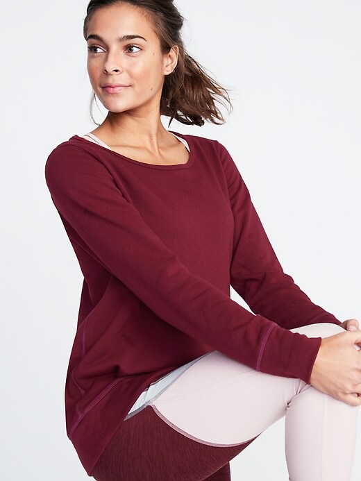 Image number 4 showing, Relaxed French-Terry Keyhole-Back Sweatshirt for Women