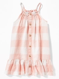View large product image 3 of 3. Patterned Button-Front Tiered-Hem Sundress for Toddler Girls