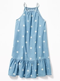 View large product image 3 of 3. Polka-Dot High-Neck Swing Dress for Girls