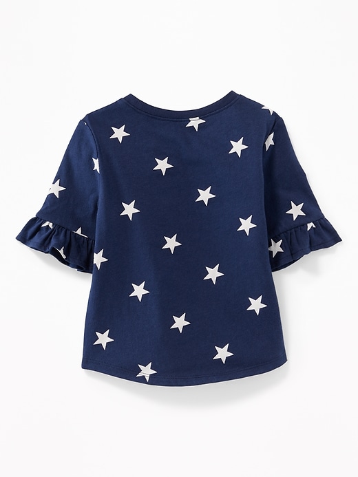 View large product image 2 of 3. Americana-Graphic Ruffle-Sleeve Tee for Toddler Girls
