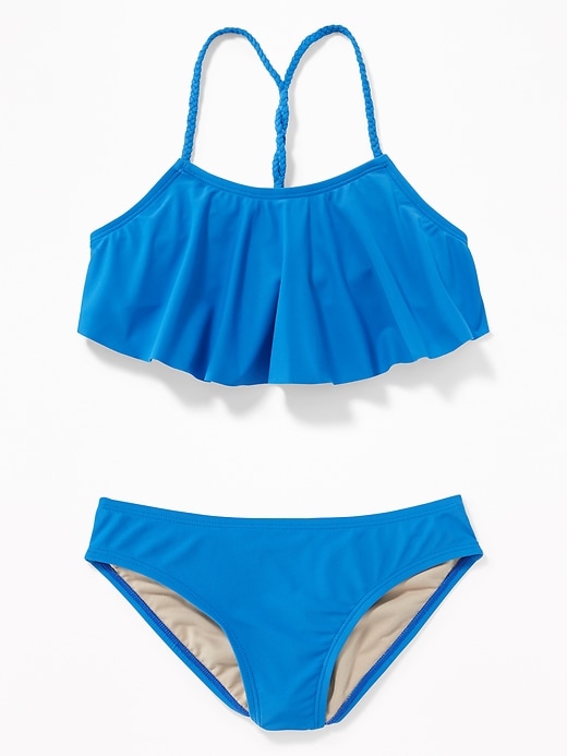 View large product image 1 of 2. Ruffled Braided-Strap Bikini for Girls