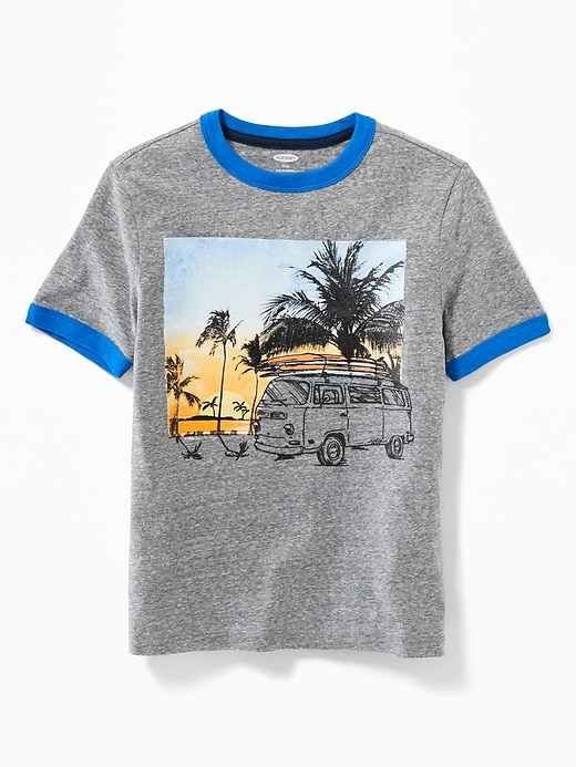 View large product image 2 of 2. Graphic Ringer Tee For Boys