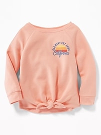 View large product image 4 of 4. Relaxed Logo-Graphic Tie-Front Sweatshirt for Toddler Girls