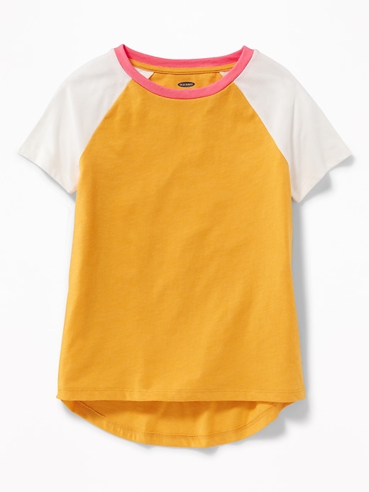 View large product image 1 of 1. Softest Color-Blocked Raglan-Sleeve Tee for Girls