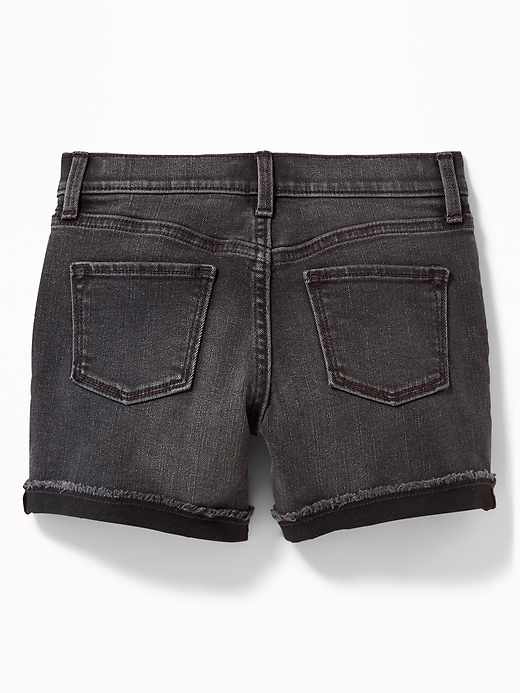 View large product image 2 of 3. Distressed Mid-Length Black Jean Shorts For Girls
