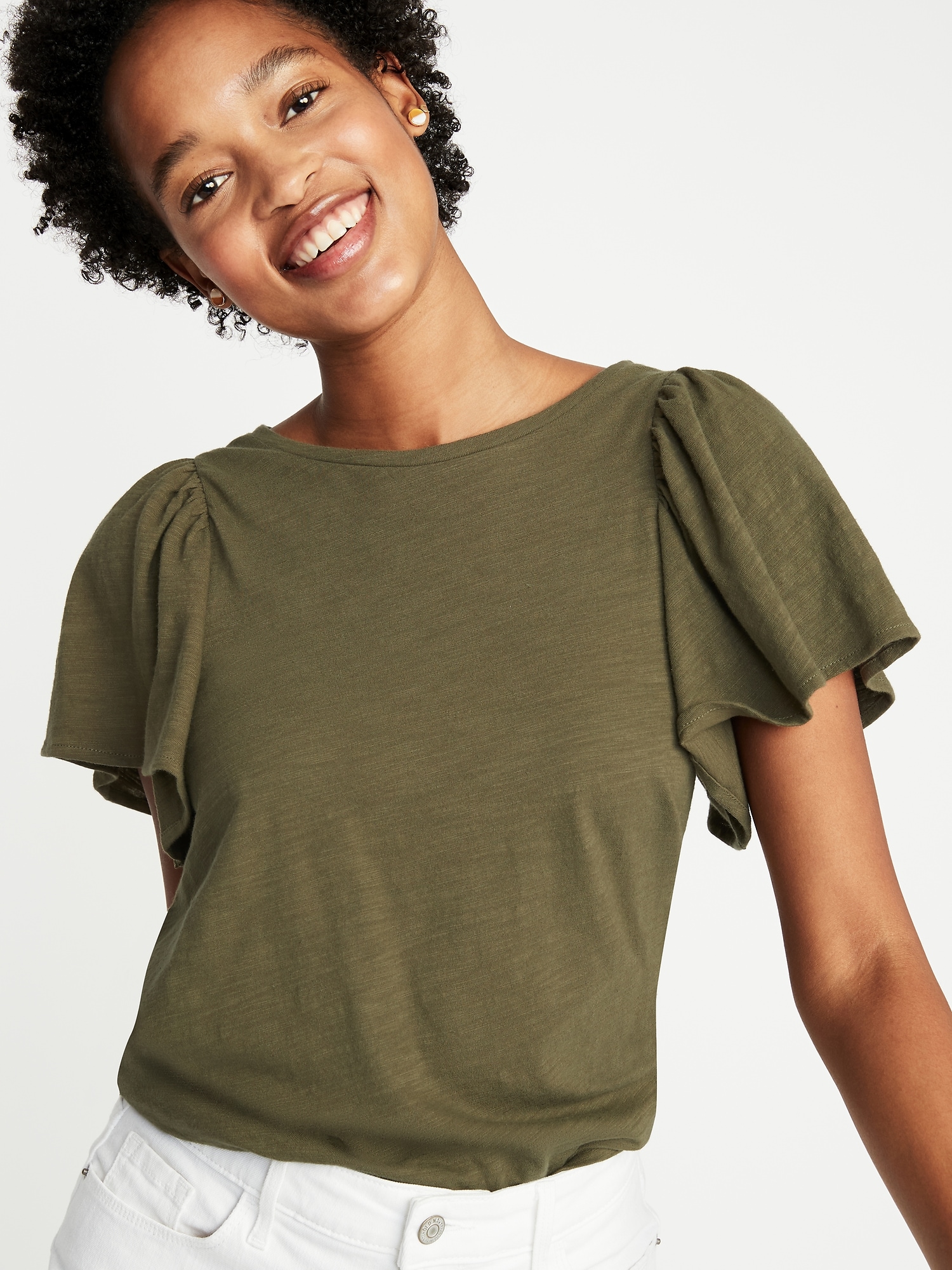 Old navy hot sale ruffle sleeve shirt