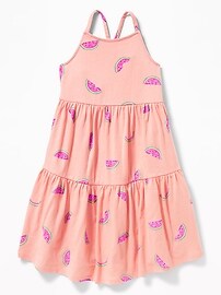 View large product image 3 of 3. Printed Tiered Jersey Swing Dress for Toddler Girls
