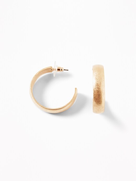 View large product image 1 of 2. Gold-Toned Metal Hoop Earrings For Women