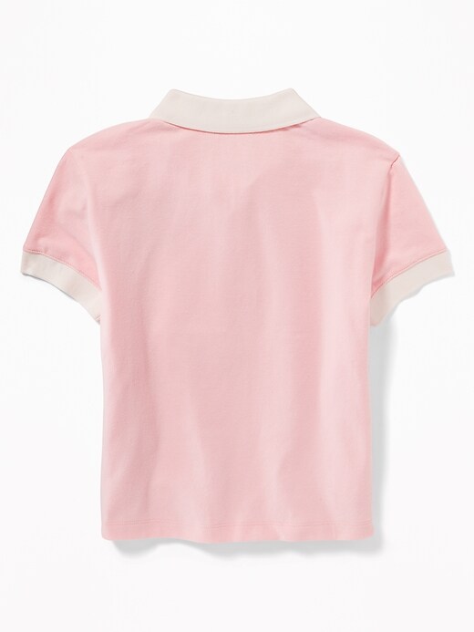 View large product image 2 of 4. Graphic Cropped Pique Polo for Girls