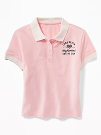 View large product image 4 of 4. Graphic Cropped Pique Polo for Girls