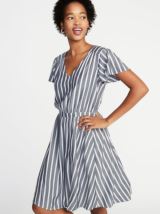 Image number 4 showing, Waist-Defined Striped Dress for Women