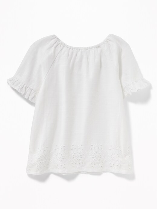 View large product image 2 of 4. Ruffle-Sleeve Cutwork Top for Toddler Girls