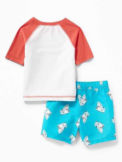View large product image 2 of 2. Graphic Rashguard & Printed Swim Trunks Set for Baby