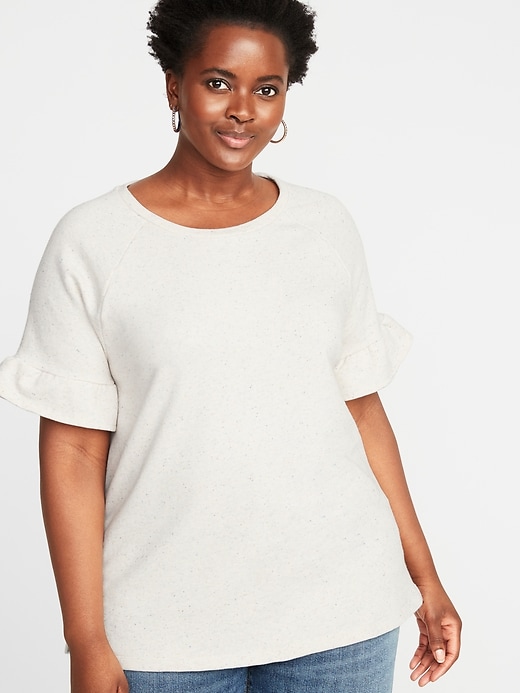 French Terry Ruffle-Sleeve Plus-Size Sweatshirt | Old Navy