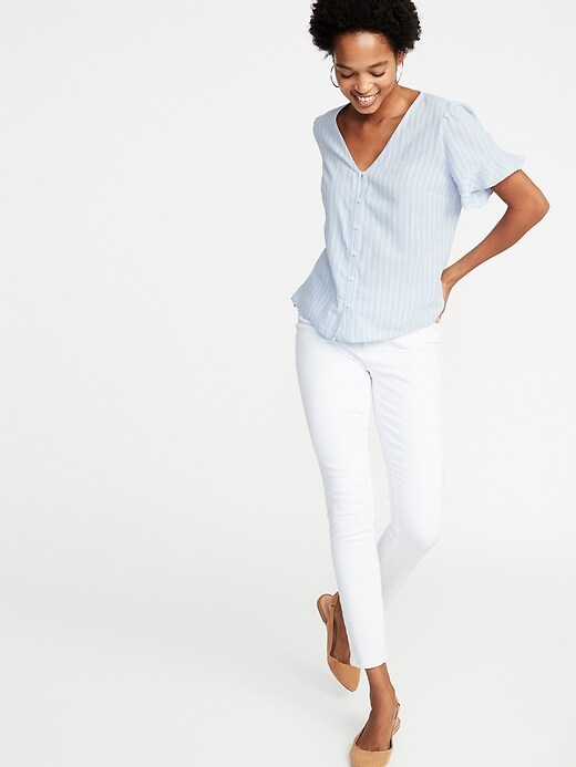Image number 3 showing, Ruffle-Sleeve Striped Top for Women