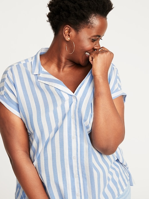 Image number 1 showing, Striped Slub-Weave Plus-Size No-Peek Getaway Shirt