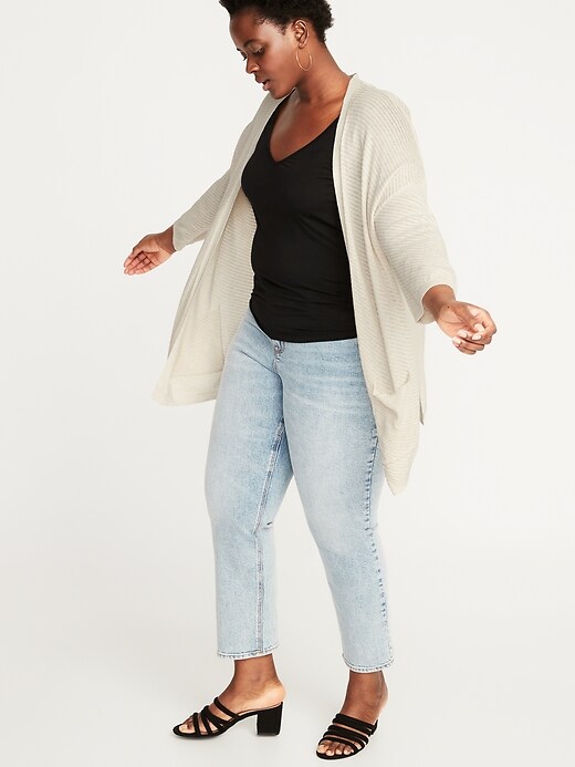 Image number 3 showing, Slub-Knit Open-Front Plus-Size Sweater