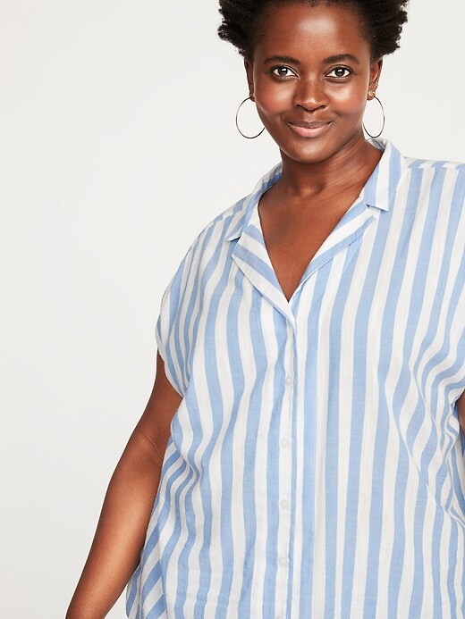Image number 5 showing, Striped Slub-Weave Plus-Size No-Peek Getaway Shirt