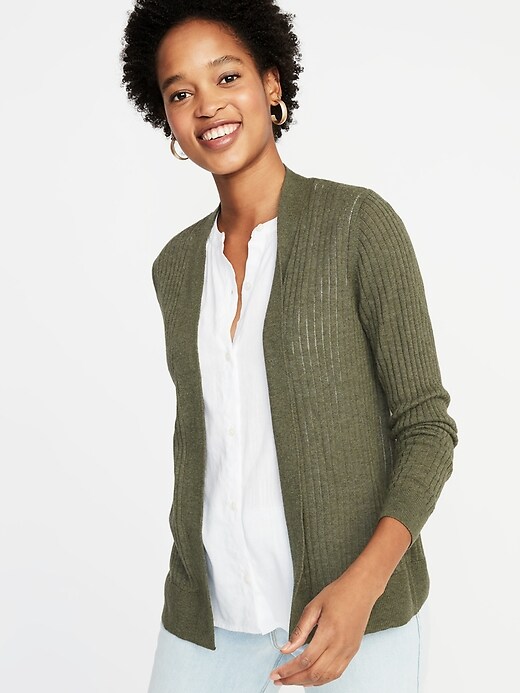 Image number 1 showing, Short Open-Front Textured Sweater for Women