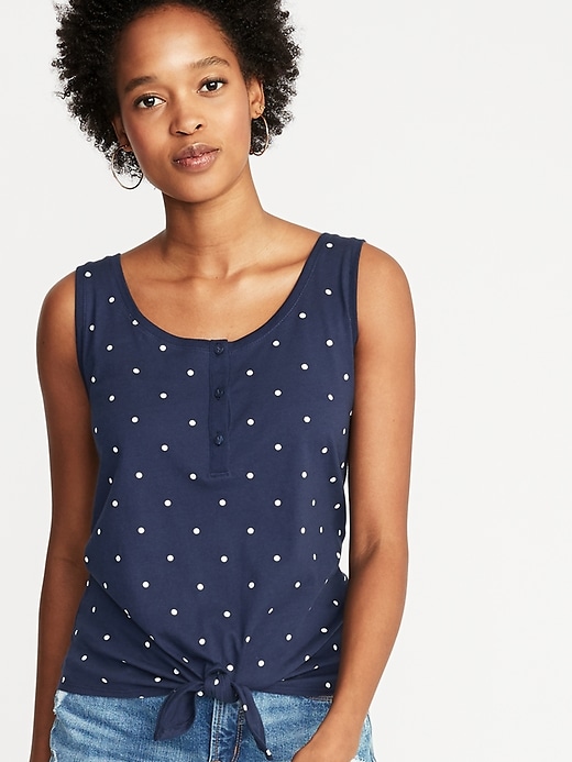 Image number 1 showing, Relaxed Tie-Front Sleeveless Top For Women