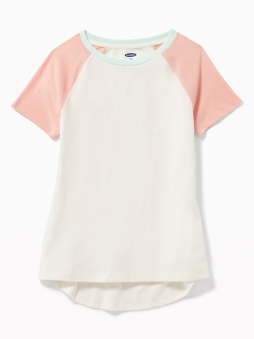 View large product image 1 of 2. Softest Color-Blocked Raglan-Sleeve Tee for Girls