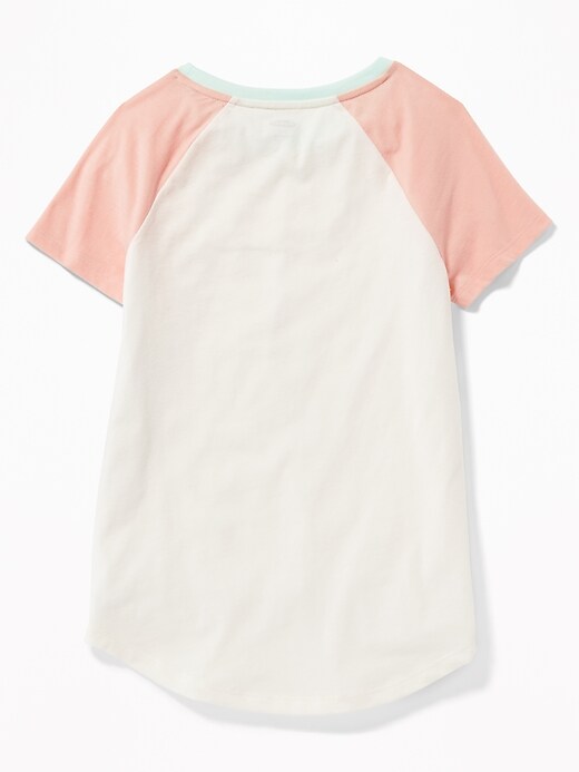 View large product image 2 of 2. Softest Color-Blocked Raglan-Sleeve Tee for Girls