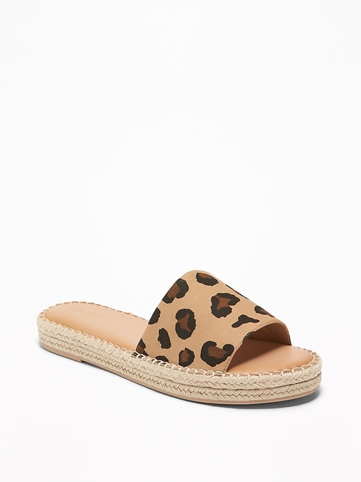 Image number 1 showing, Leopard-Print Espadrille Slide Sandals for Women