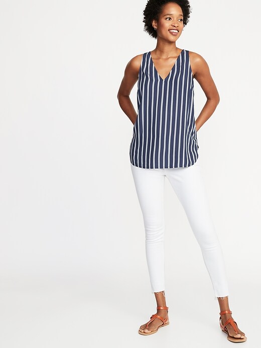 Image number 3 showing, Striped Sleeveless V-Neck Top for Women