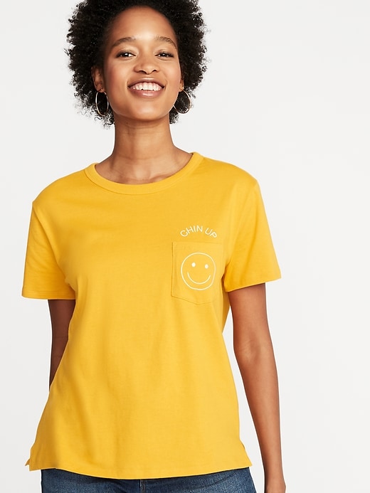 Image number 1 showing, "Chin Up" Graphic Boyfriend Tee for Women