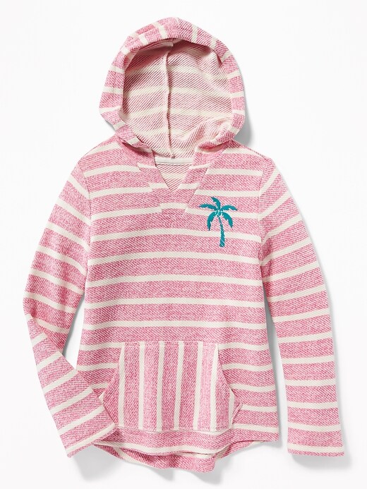 View large product image 1 of 1. Striped Graphic Cali-Fleece Pullover Hoodie for Girls