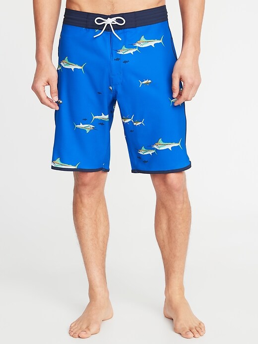 View large product image 1 of 1. Built-In Flex Printed Board Shorts - 10-inch inseam