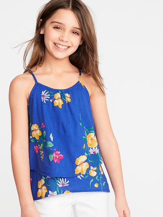View large product image 1 of 1. Tiered Floral-Print Swing Cami for Girls