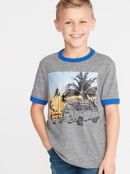 View large product image 1 of 2. Graphic Ringer Tee For Boys