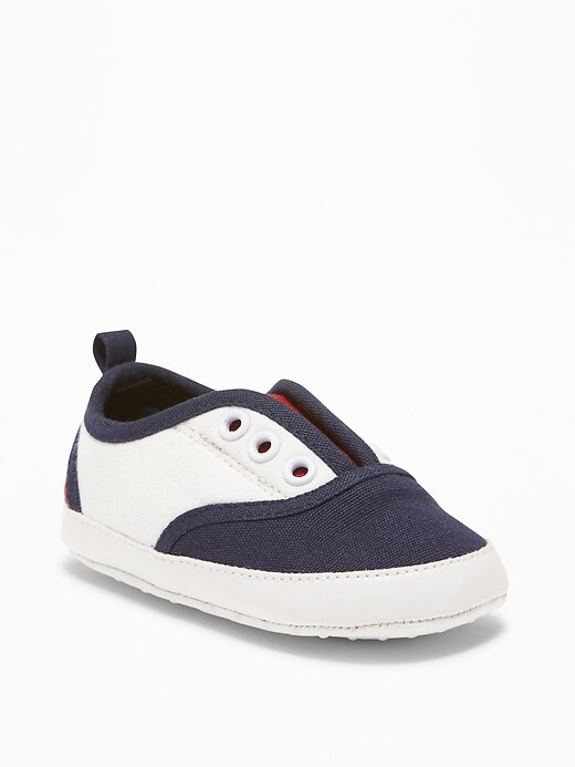 View large product image 1 of 4. Color-Blocked Canvas Slip-Ons for Baby