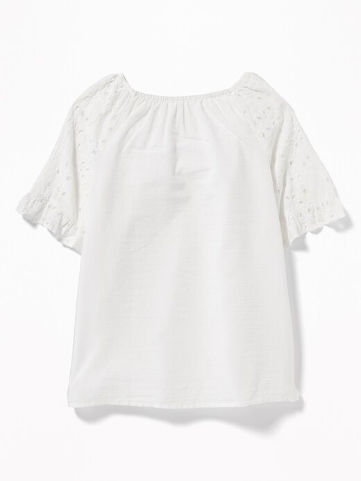 View large product image 2 of 3. Lightweight Cutwork Swing Top for Girls