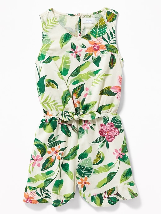 View large product image 1 of 3. Printed Tie-Waist Romper for Girls