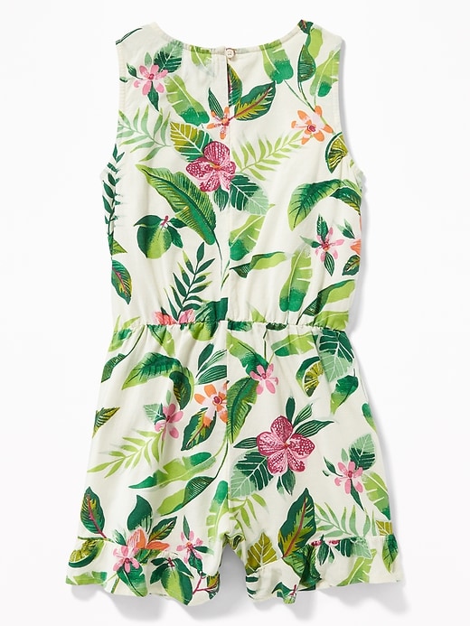 View large product image 2 of 3. Printed Tie-Waist Romper for Girls