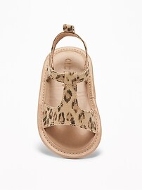 View large product image 4 of 4. Leopard-Print Canvas T-Strap Sandals for Baby