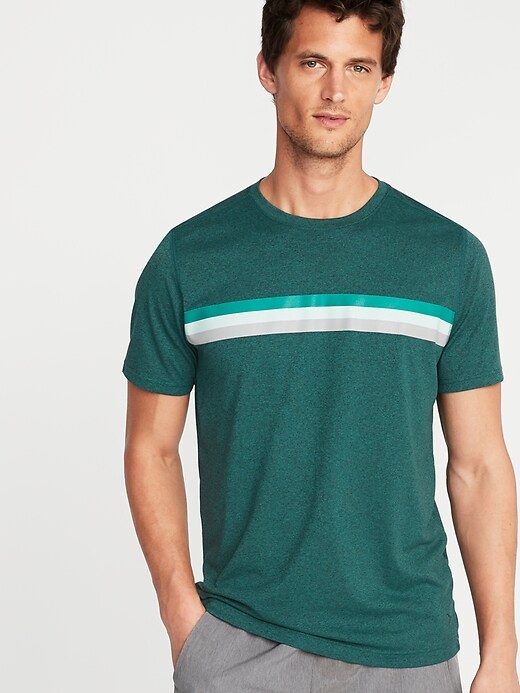 Image number 1 showing, Go-Dry Cool Eco Multi-Color Chest-Stripe Tee