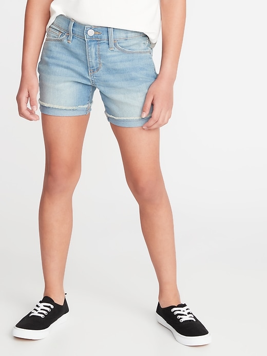View large product image 1 of 1. Rolled Fray-Hem Jean Shorts For Girls