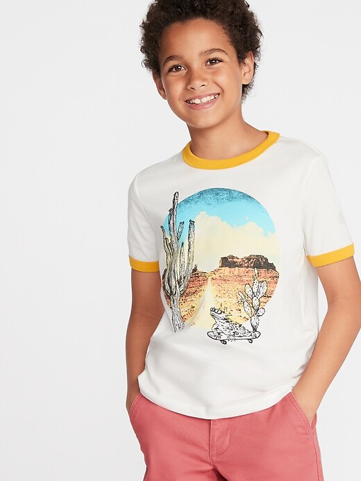 View large product image 1 of 2. Graphic Ringer Tee For Boys