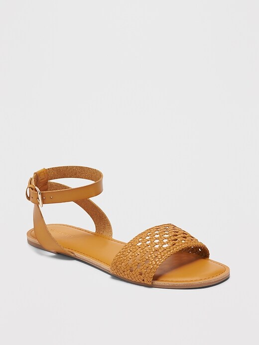 Image number 1 showing, Faux-Leather Ankle-Strap Sandals for Women