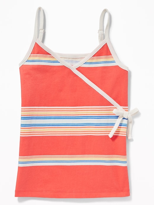 View large product image 1 of 1. Striped V-Neck Faux-Wrap Tank for Girls