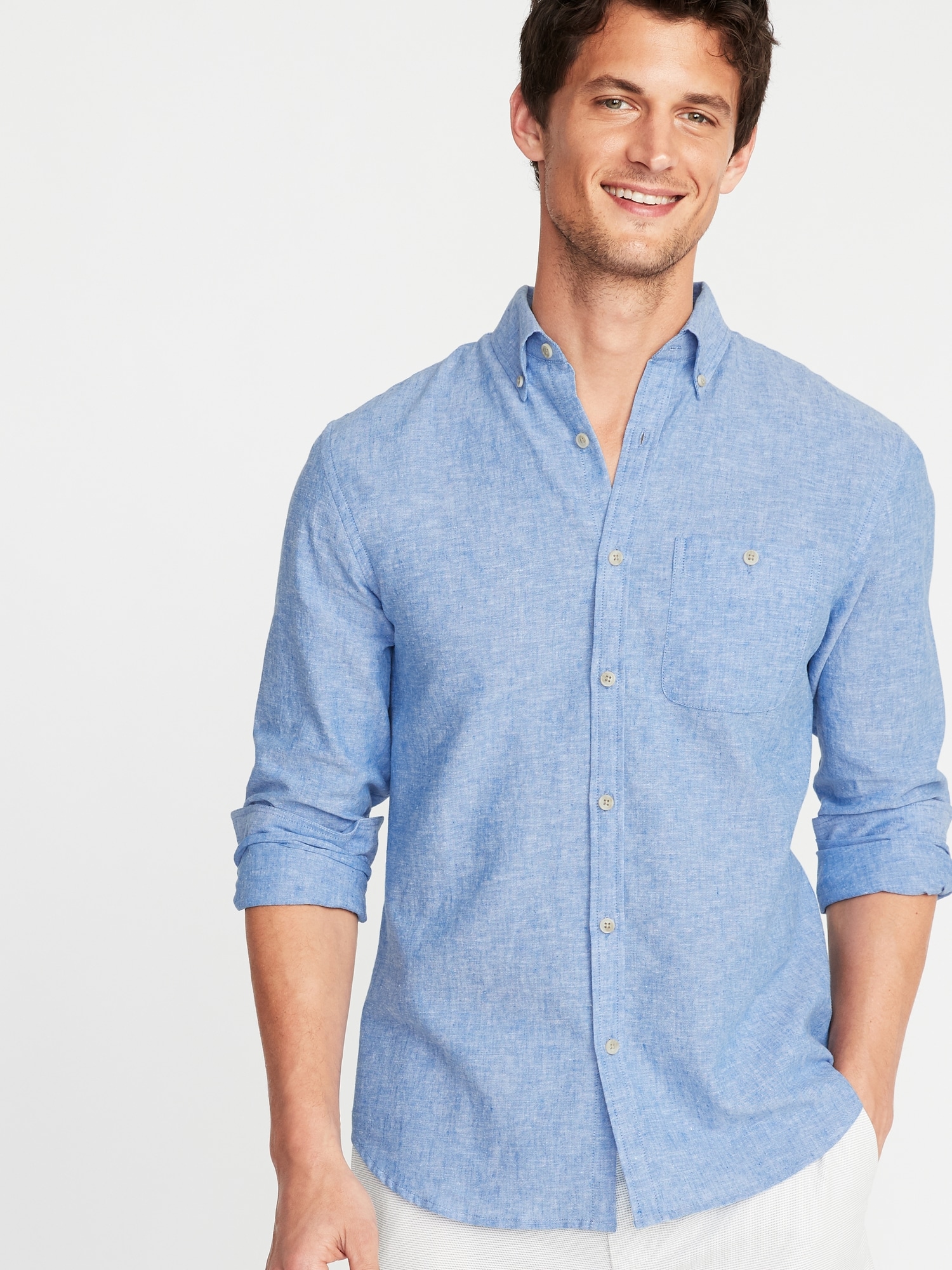 Slim-Fit Linen-Blend Shirt for Men | Old Navy