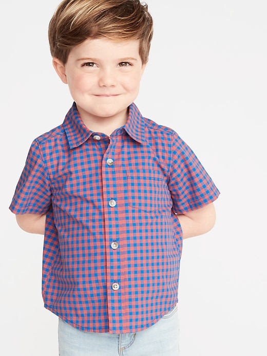 View large product image 1 of 4. Built-In Flex Gingham Shirt for Toddler Boys