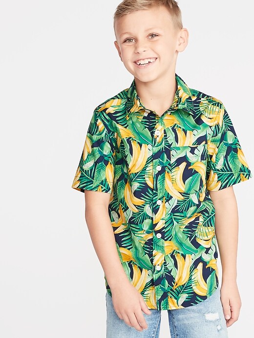 Printed Built-In Flex Shirt For Boys | Old Navy