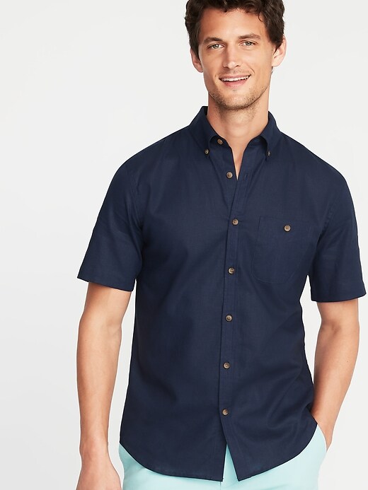 Slim-Fit Linen-Blend Shirt for Men | Old Navy